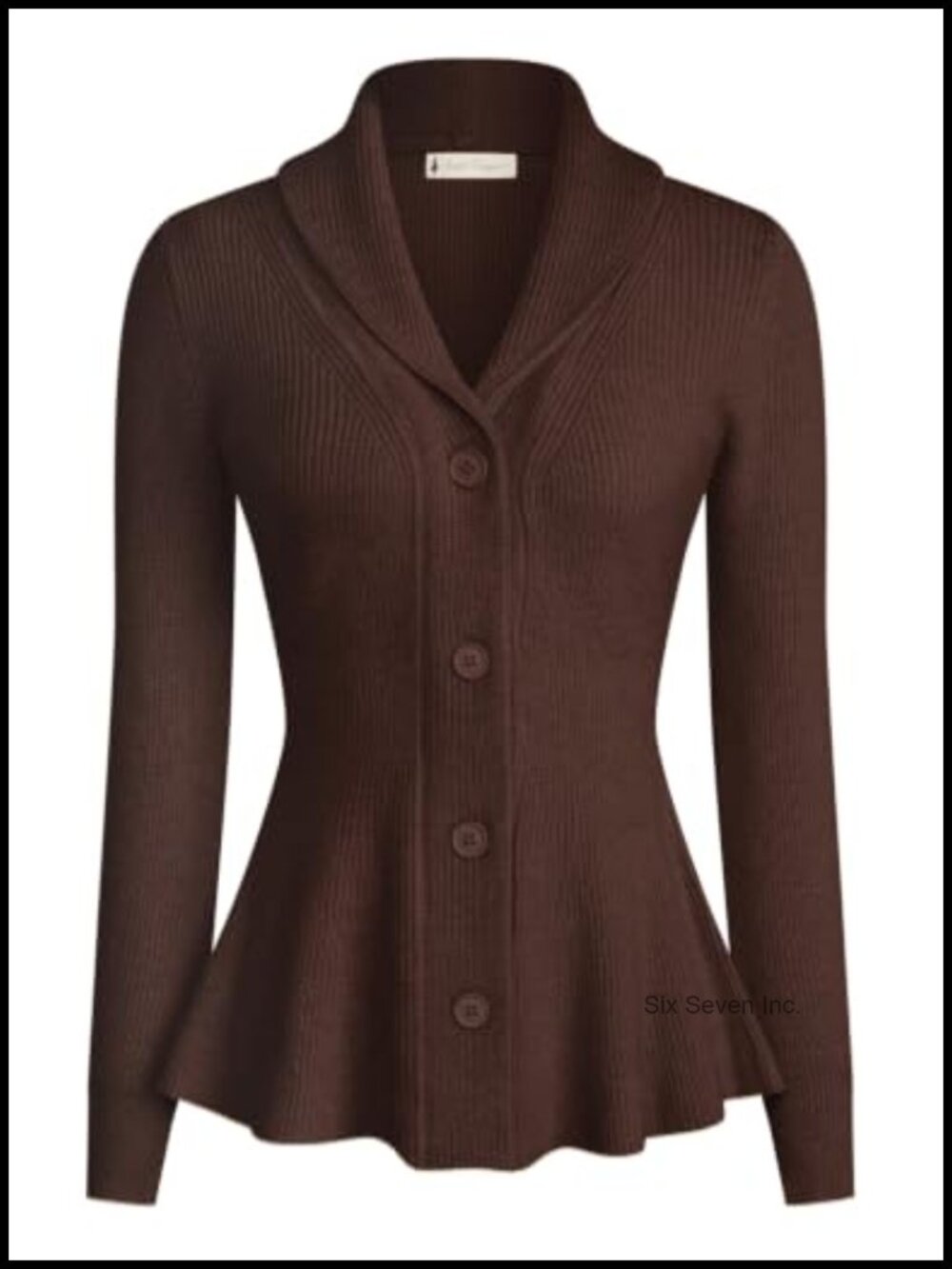 Vintage Shawl Lapel Button Down Cardigan Sweater Peplum Hem Retro
